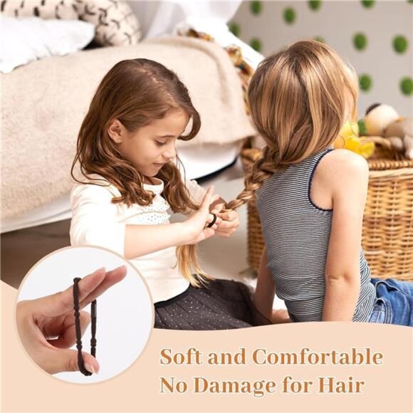 Boho hair ties set neutral elastic ponytail holders no damage thick thin hair - Picture 5 of 8